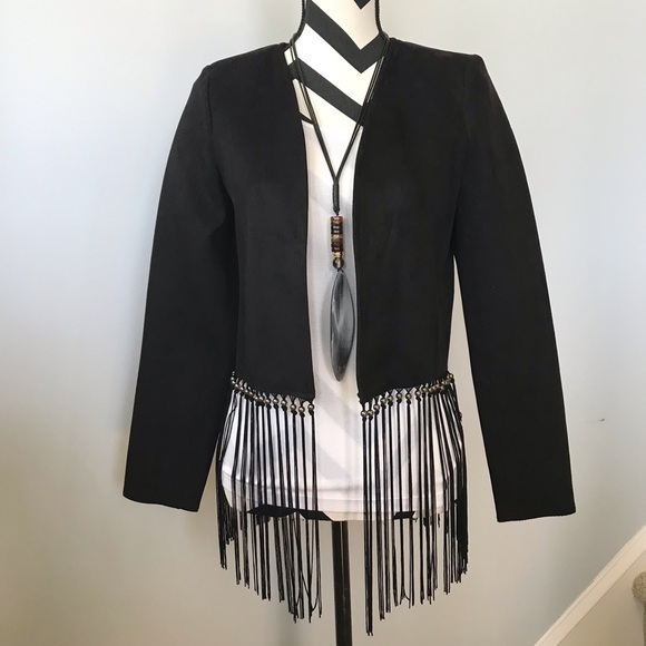 Zara Jackets & Blazers - Zara Basic Fringed Open Jacket